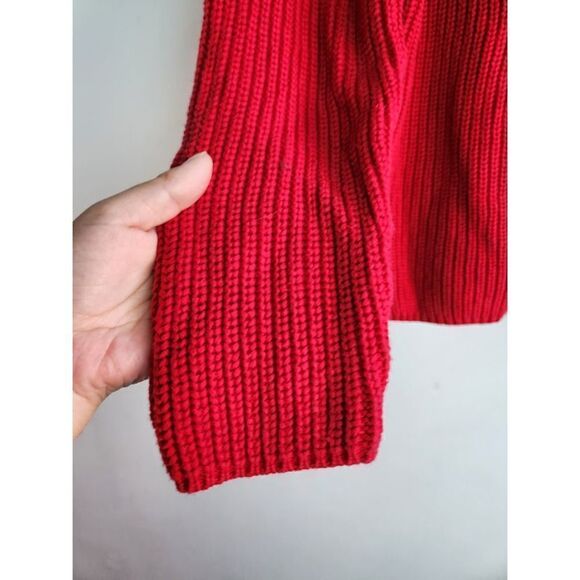 Coldwater Creek Women Red Cotton Chunky Cable Knit V-Neck Sweater size 2X - Picture 2 of 9